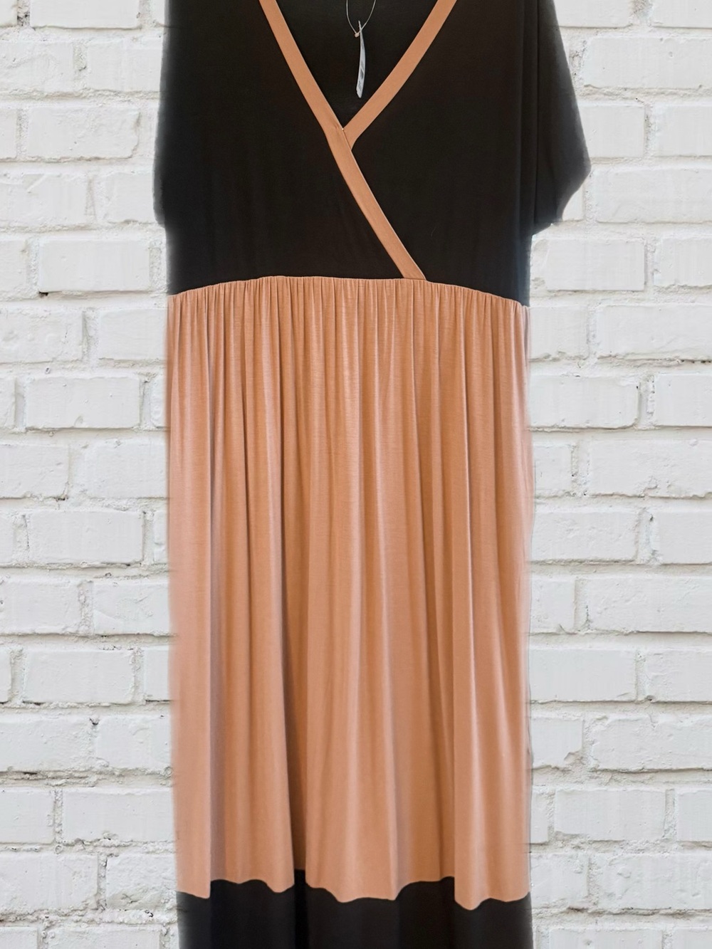 Black and Tan Color block Maxi Dress